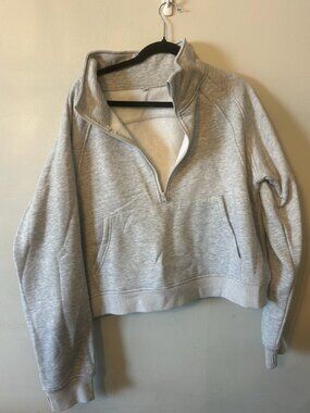 Gray Cropped Quarter Zip Sweatshirt